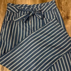 American Eagle Striped Wide Leg Blue and White Beach Pant